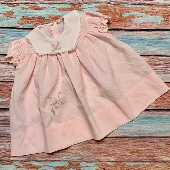 Vintage Other - Vintage Pink Cottage Floral Babydoll Dress